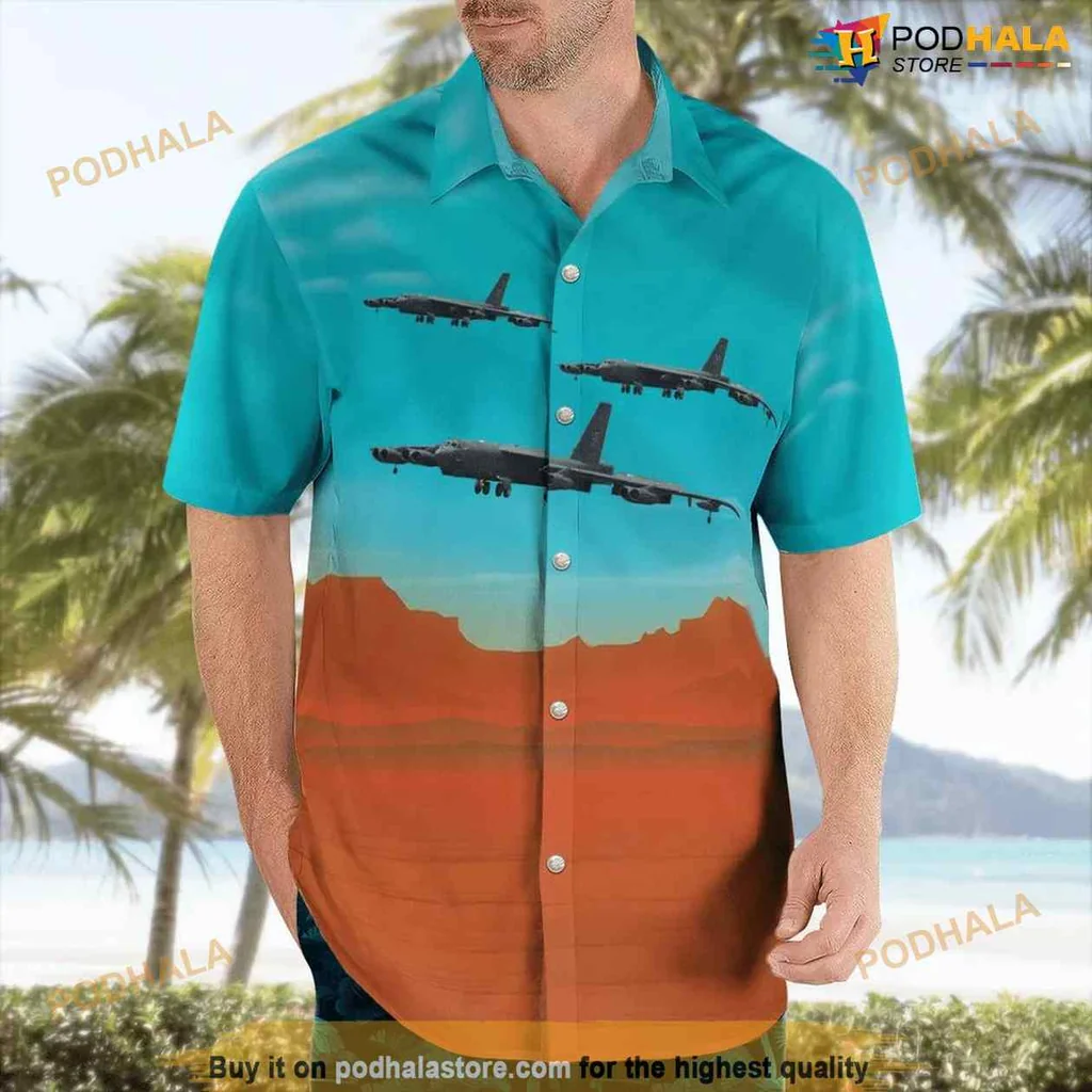 Boeing B 52g Stratofortress Hawaiian Shirt With Sunset And Sky Design