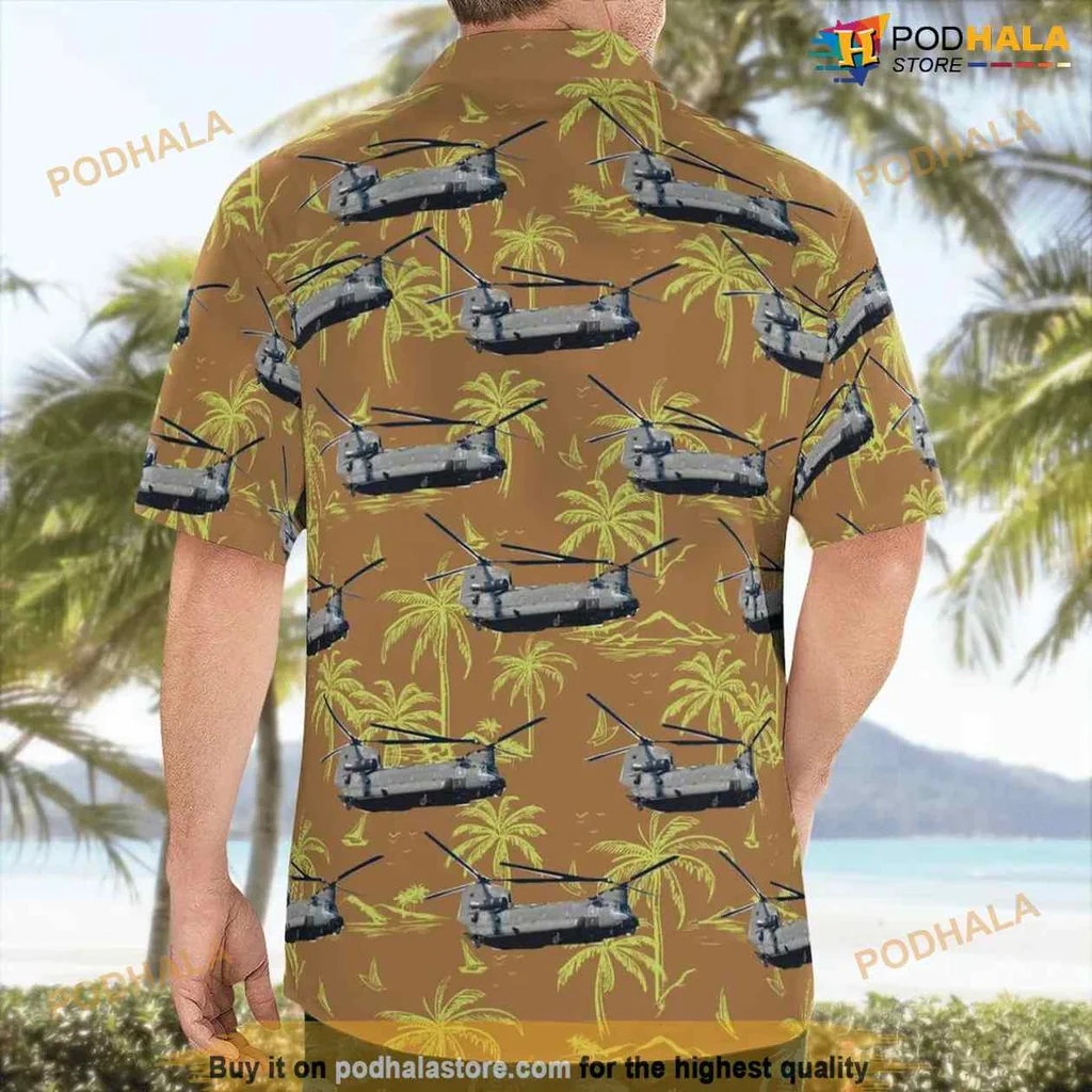 Boeing Chinook Aloha Shirt With Vibrant Helicopter And Palm Tree Design Boeing Chinook Aloha Shirt With Vibrant Helicopter And Palm Tree Design