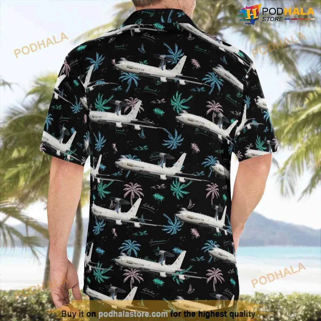 Boeing E 3a Sentry Aloha Shirt With Tropical Palm Design Boeing E 3a Sentry Aloha Shirt With Tropical Palm Design