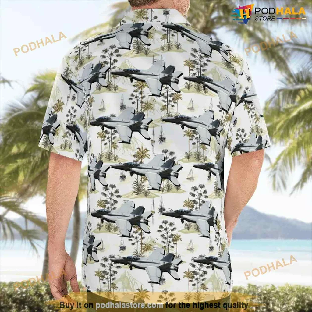 Boeing F/a 18f Super Hornet Aloha Shirt In Tropical Landscape Boeing F/a 18f Super Hornet Aloha Shirt In Tropical Landscape