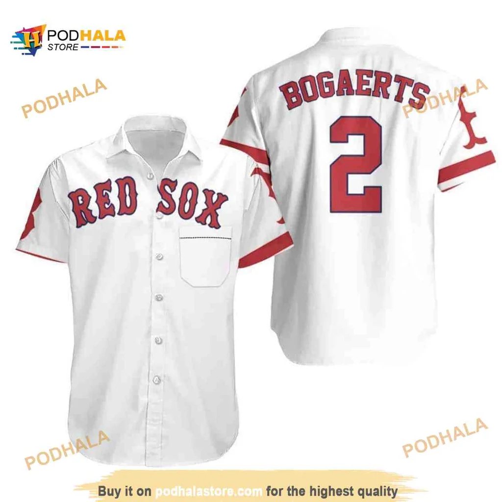 Bogaerts Boston Red Sox Hawaiian Shirt With Bold Red Lettering