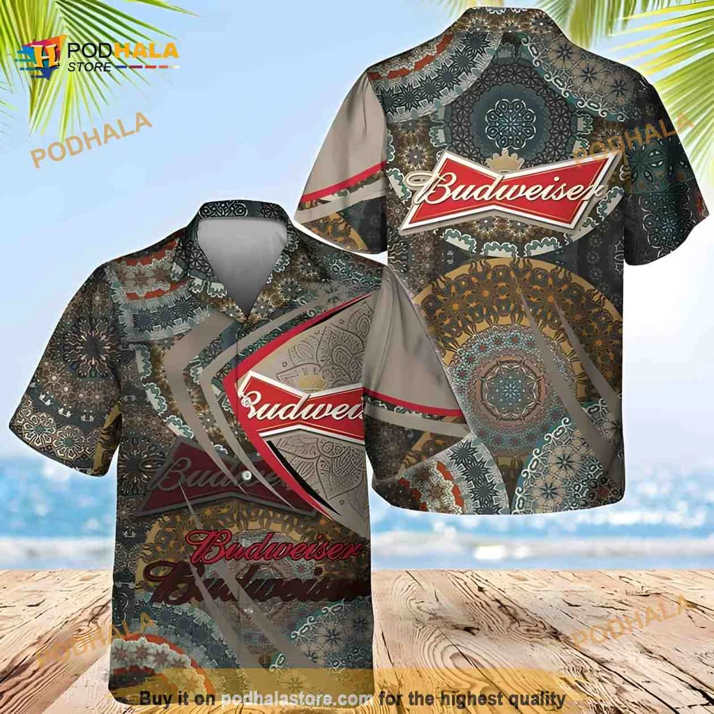 Boho Mandala Budweiser Shirt With Vibrant Patterns And Tropical Vibe
