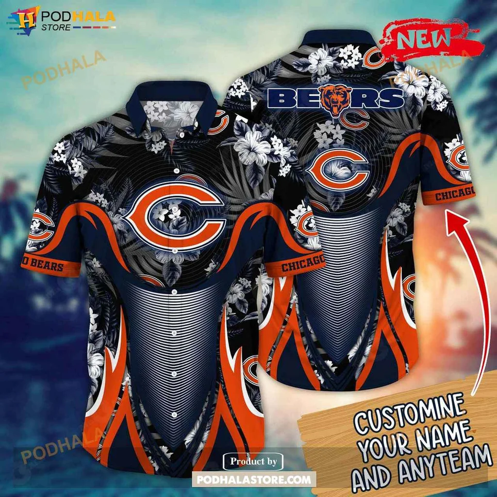 Bold Bears Aloha Shirt, Personalized Chicago Bears Luxury Floral Summer Shirt