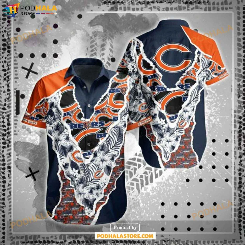Bold Bears Fan Hawaiian Shirt, Vibrant Chicago Bears Design For Summer Fun