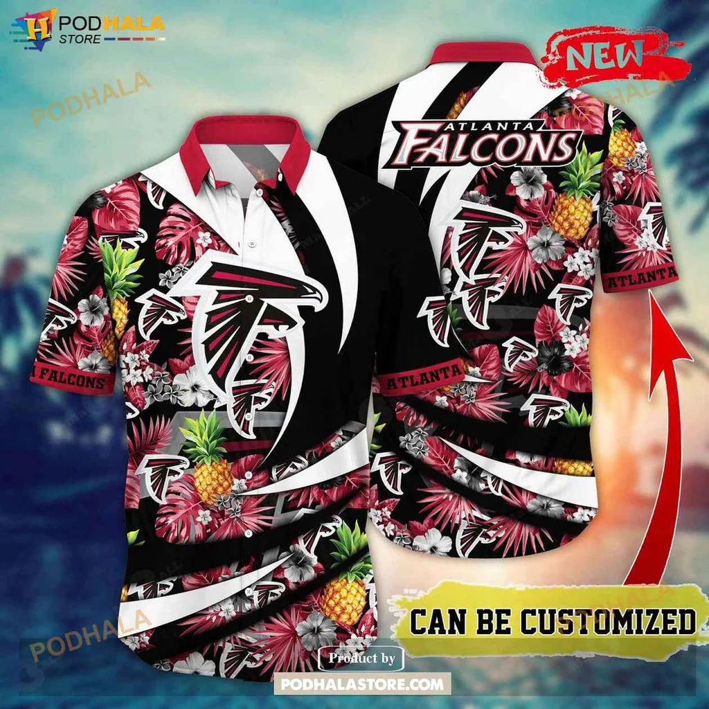 Bold Falcons Aloha Shirt, Personalized Floral Pineapple Design For Nfl Fans
