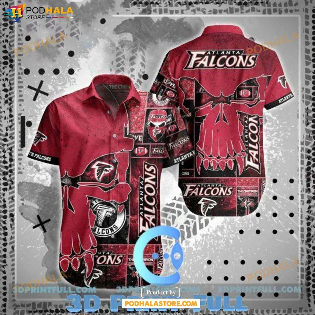 Bold Falcons Skull Hawaiian Shirt, Vibrant All Over Print For Fans