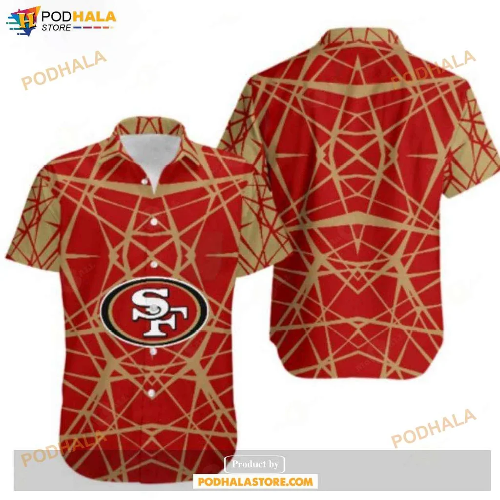 Bold Geometric San Francisco 49ers Hawaiian Shirt For Summer Game Day Style