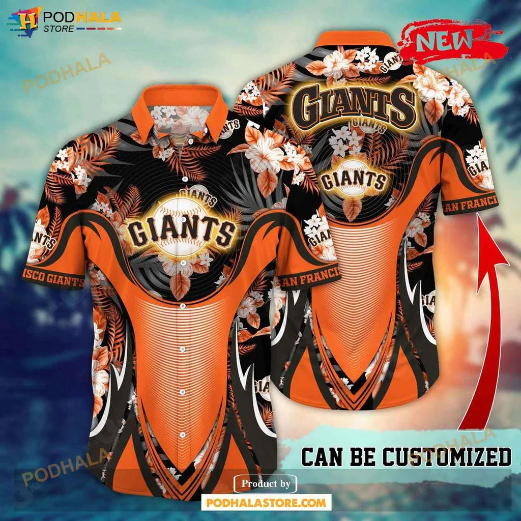 Bold Giants Aloha Shirt, Personalized Floral San Francisco Giants Summer Shirt