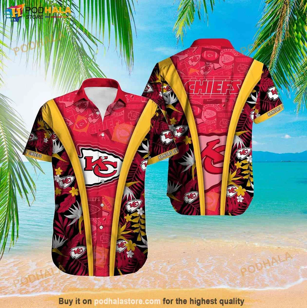 Bold Kansas City Chiefs Hawaiian Shirt, Vibrant Tropical Design For Summer Fun