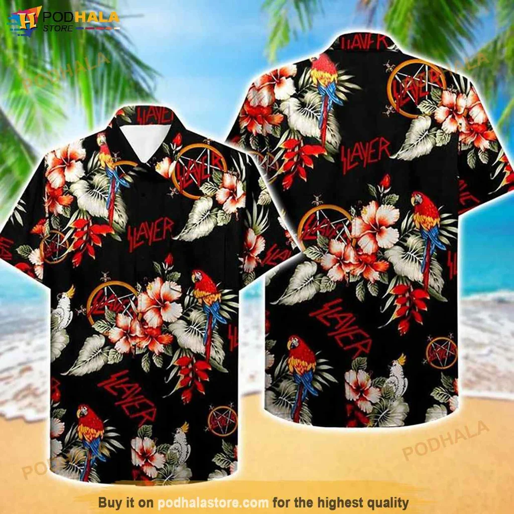 Bold Parrot Tropical Hawaiian Shirt, Vibrant Design With Colorful Parrots And Hibiscus