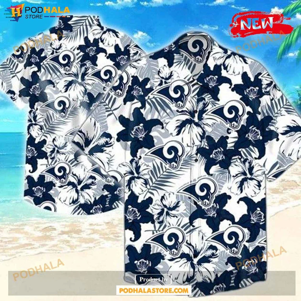 Bold Rams Aloha Shirt, Tropical Floral Design For Los Angeles Rams Fans