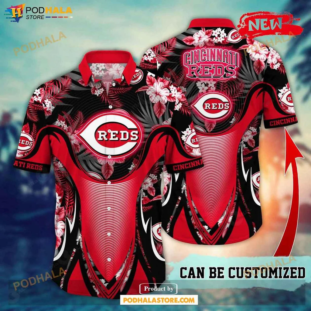 Bold Reds Aloha Shirt, Cincinnati Reds Floral Summer Baseball Shirt
