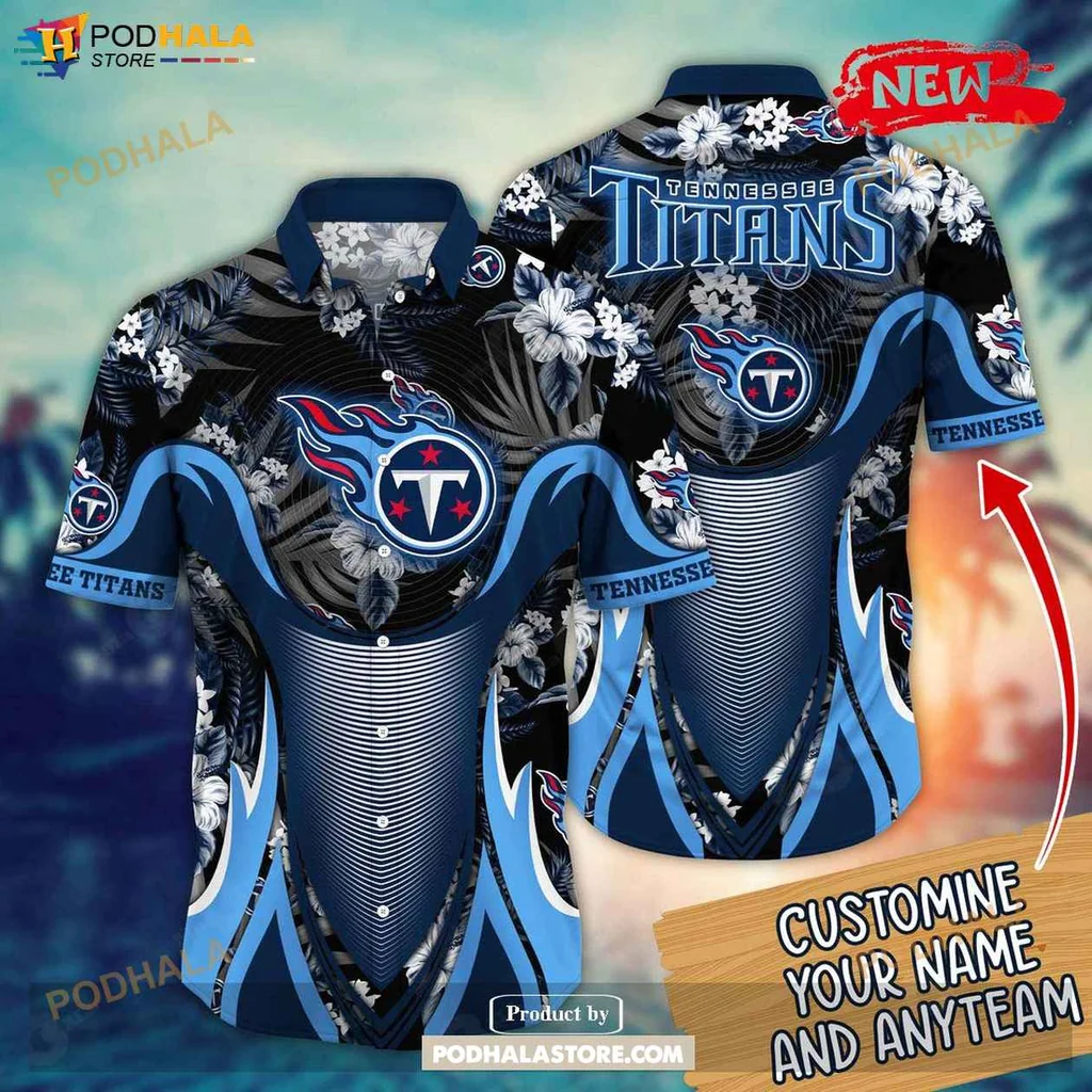 Bold Titans Aloha Shirt, Personalized Tennessee Titans Floral Summer Shirt