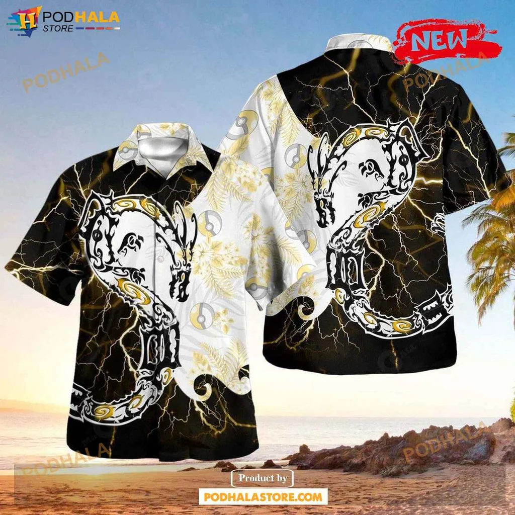 Bold Tribal Dragon Aloha Shirt, Shiny Rayquaza Design For Men And Women