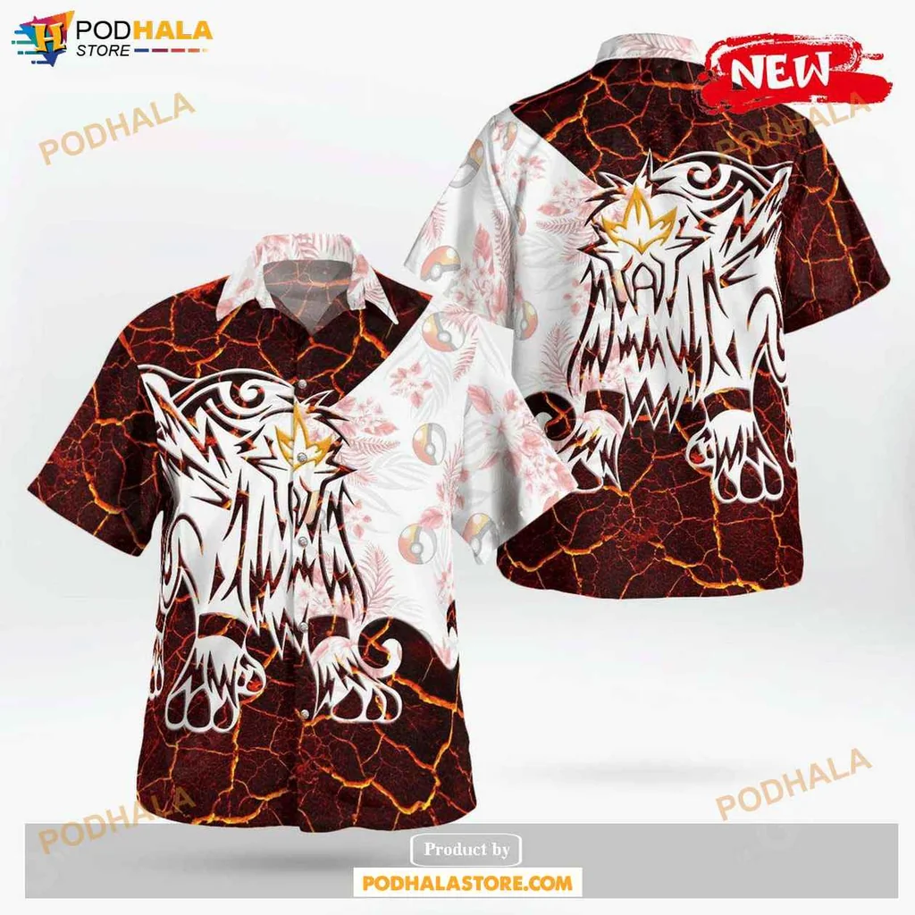 Bold Tribal Lion Aloha Shirt, Vibrant Tropical Shirt For Anime Fans