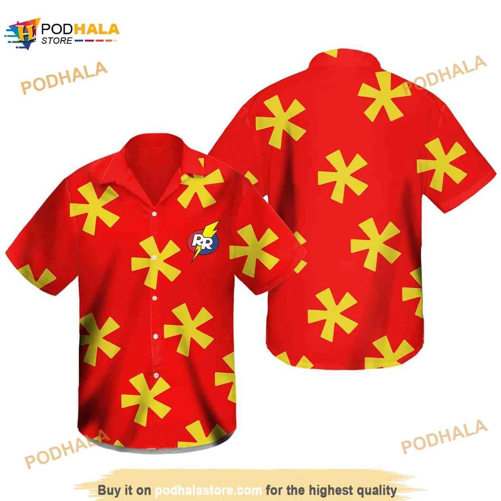 Bold Tropical Asterisk Hawaiian Shirt, Vibrant Red Summer Style