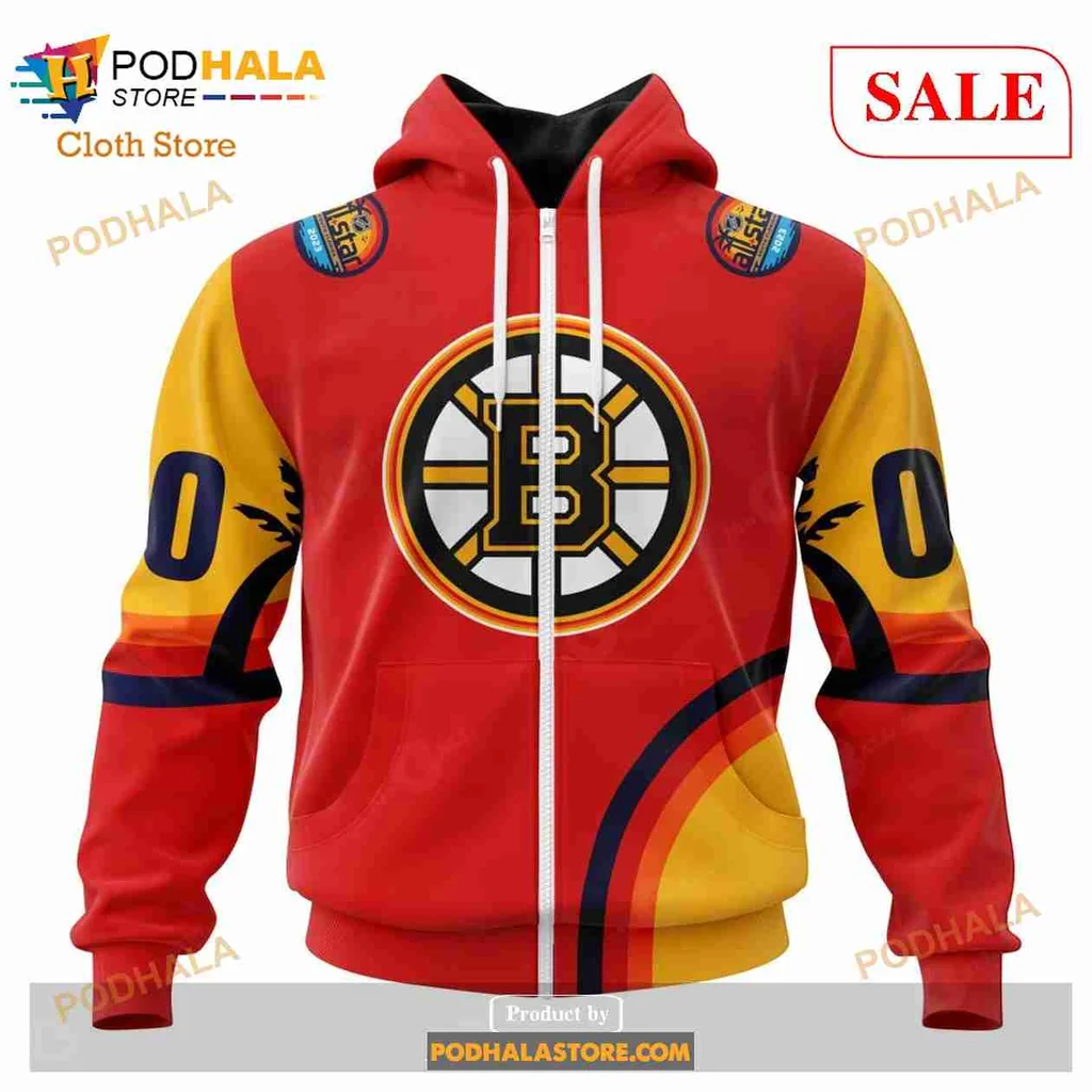 Boston Bruins All Star Game All Over Print Hoodie With Vibrant Florida Sunset Design Boston Bruins All Star Game All Over Print Hoodie With Vibrant Florida Sunset Design