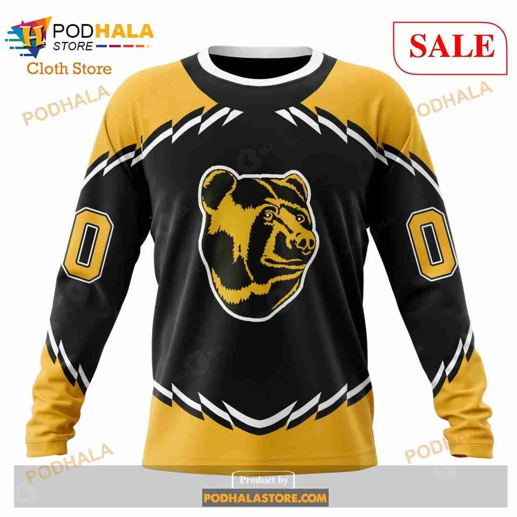 Boston Bruins Bear 3D Print Hoodie With Retro Yellow Accents Boston Bruins Bear 3D Print Hoodie With Retro Yellow Accents