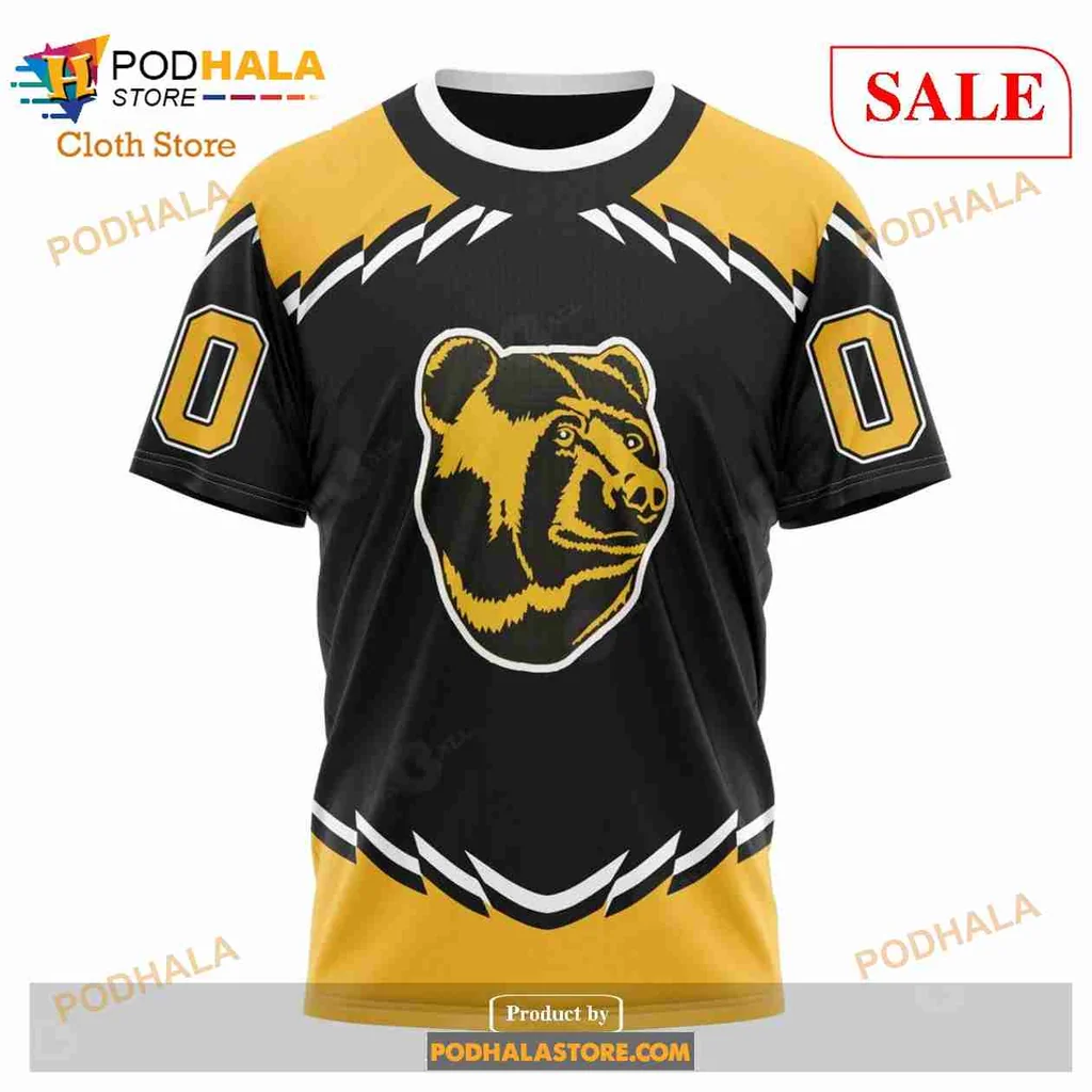 Boston Bruins Bear 3d Hoodie With Retro Yellow Accents - Product View 6 Boston Bruins Bear 3d Hoodie With Retro Yellow Accents - Product View 6