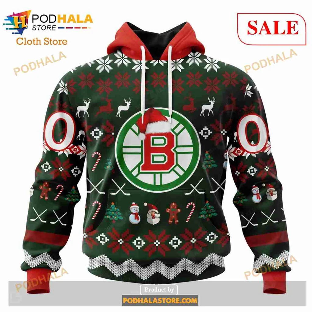 Boston Bruins Christmas 3d Hoodie With Festive Holiday Design