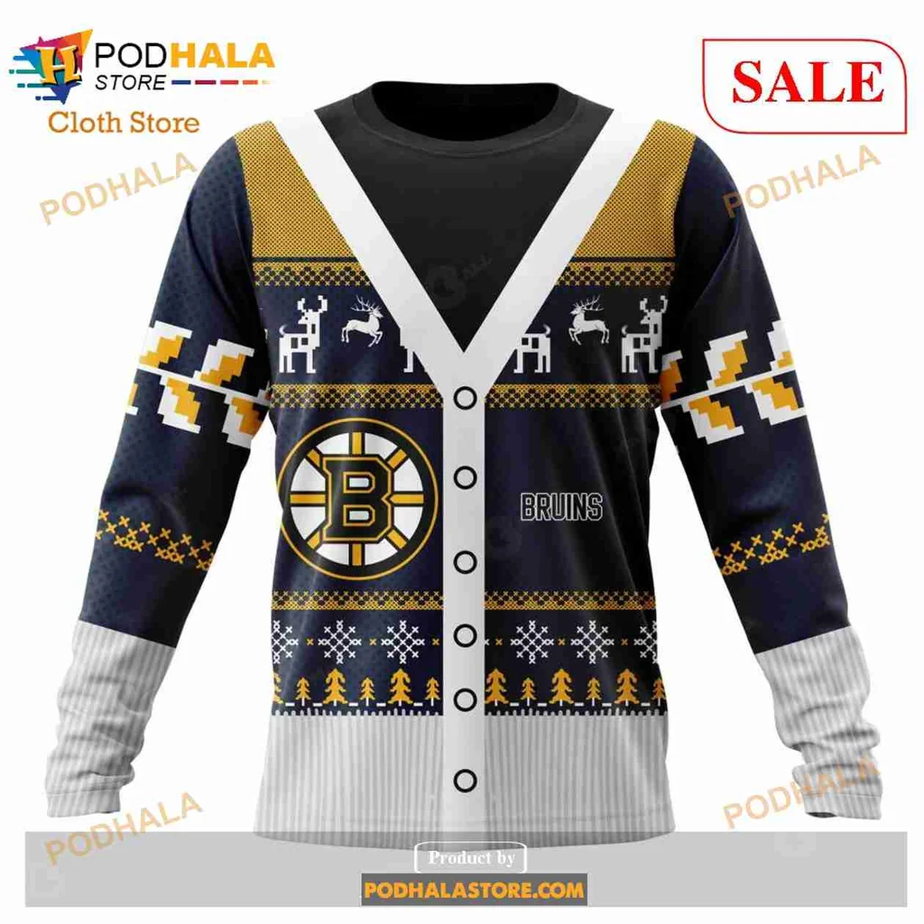 Boston Bruins Christmas Hoodie Featuring All Over Print Sweater Design Boston Bruins Christmas Hoodie Featuring All Over Print Sweater Design