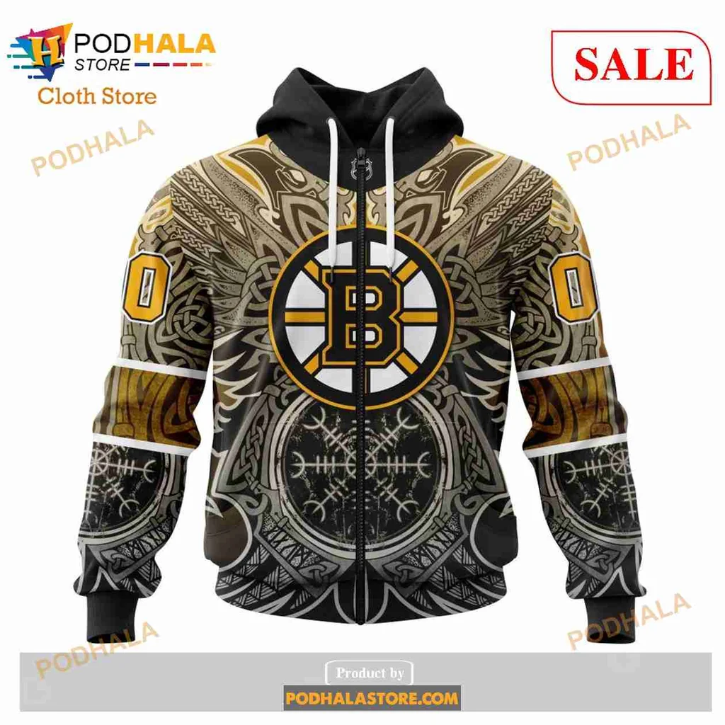Boston Bruins Norse Viking Symbols 3d Hoodie With Intricate Design