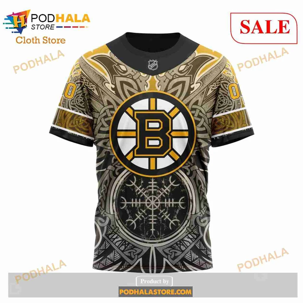 Boston Bruins Norse Viking Symbols 3d Hoodie With Intricate Design - Product View 6 Boston Bruins Norse Viking Symbols 3d Hoodie With Intricate Design - Product View 6