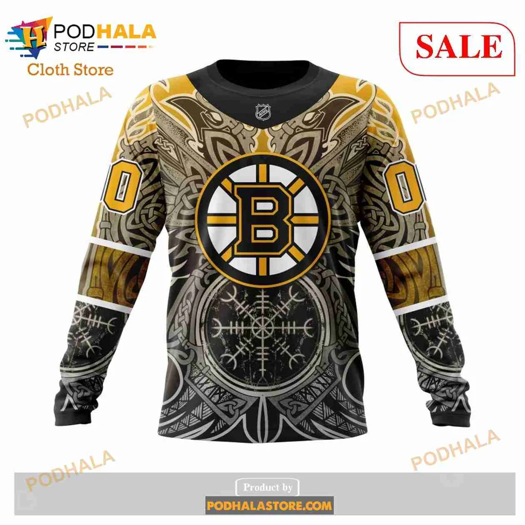 Boston Bruins Norse Viking Symbols 3d Hoodie With Intricate Design - Product View 7 Boston Bruins Norse Viking Symbols 3d Hoodie With Intricate Design - Product View 7