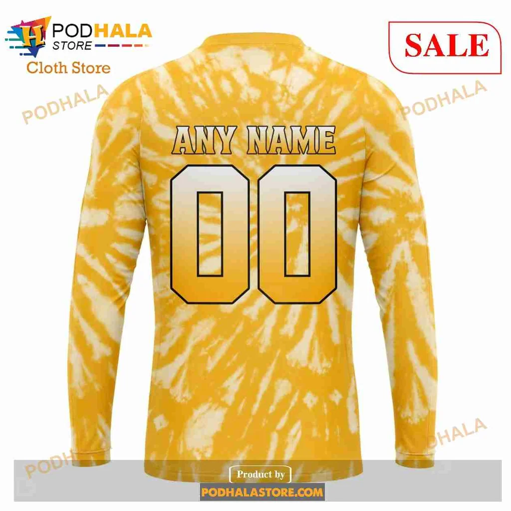 Boston Bruins Retro Tie Dye Hoodie Featuring Bold Bear Graphic - Product View 5 Boston Bruins Retro Tie Dye Hoodie Featuring Bold Bear Graphic - Product View 5