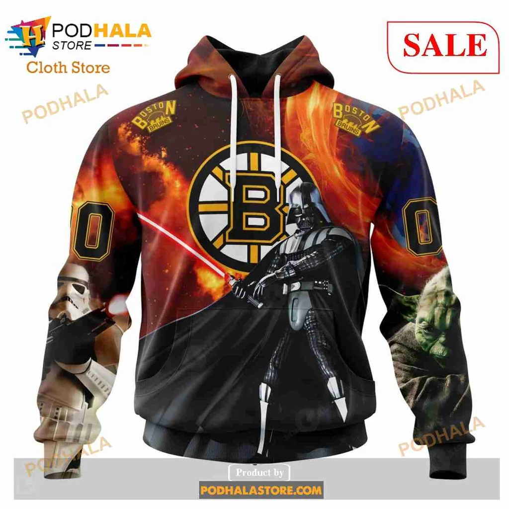 Boston Bruins Star Wars 3d Hoodie Featuring Iconic Characters