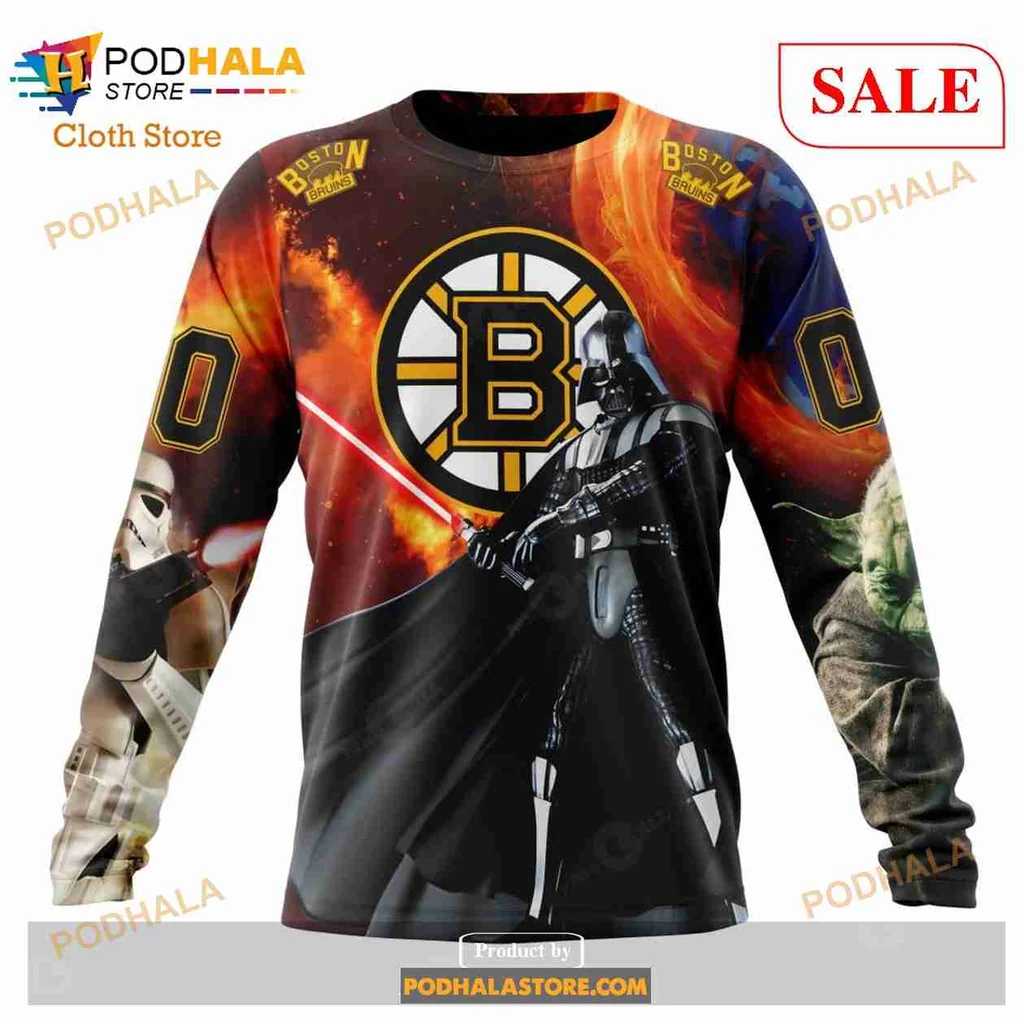 Boston Bruins Star Wars 3D Print Hoodie Featuring Iconic Characters Boston Bruins Star Wars 3D Print Hoodie Featuring Iconic Characters