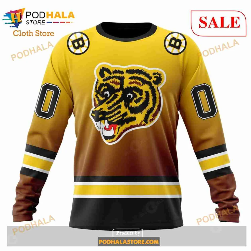 Boston Bruins Tiger 3D Print Hoodie With Bold Cartoon Design Boston Bruins Tiger 3D Print Hoodie With Bold Cartoon Design
