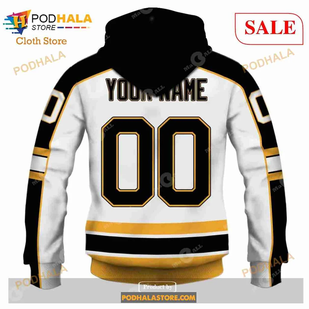 Boston Bruins Vintage 3d Hoodie With Bold Logo And Stripes - Product View 5 Boston Bruins Vintage 3d Hoodie With Bold Logo And Stripes - Product View 5