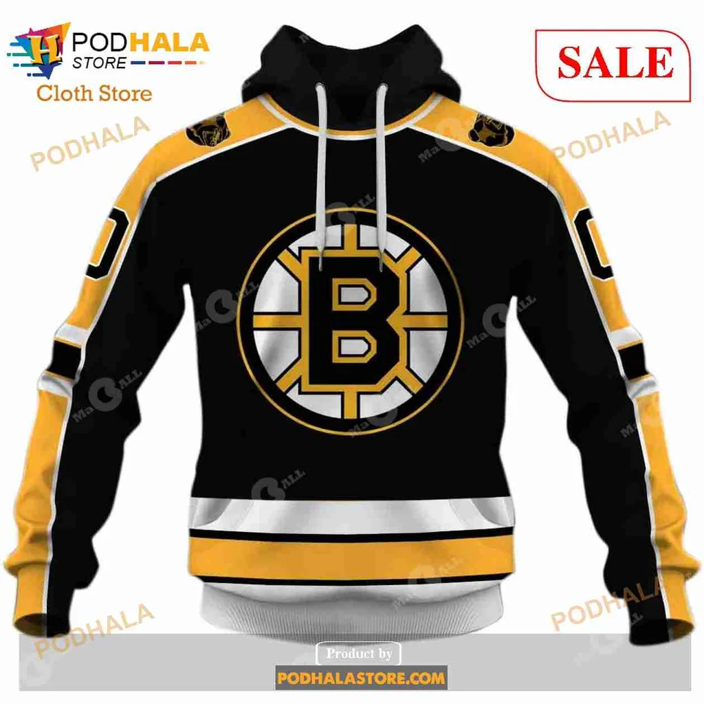 Boston Bruins Vintage Hoodie With Circular Logo And Yellow Accents