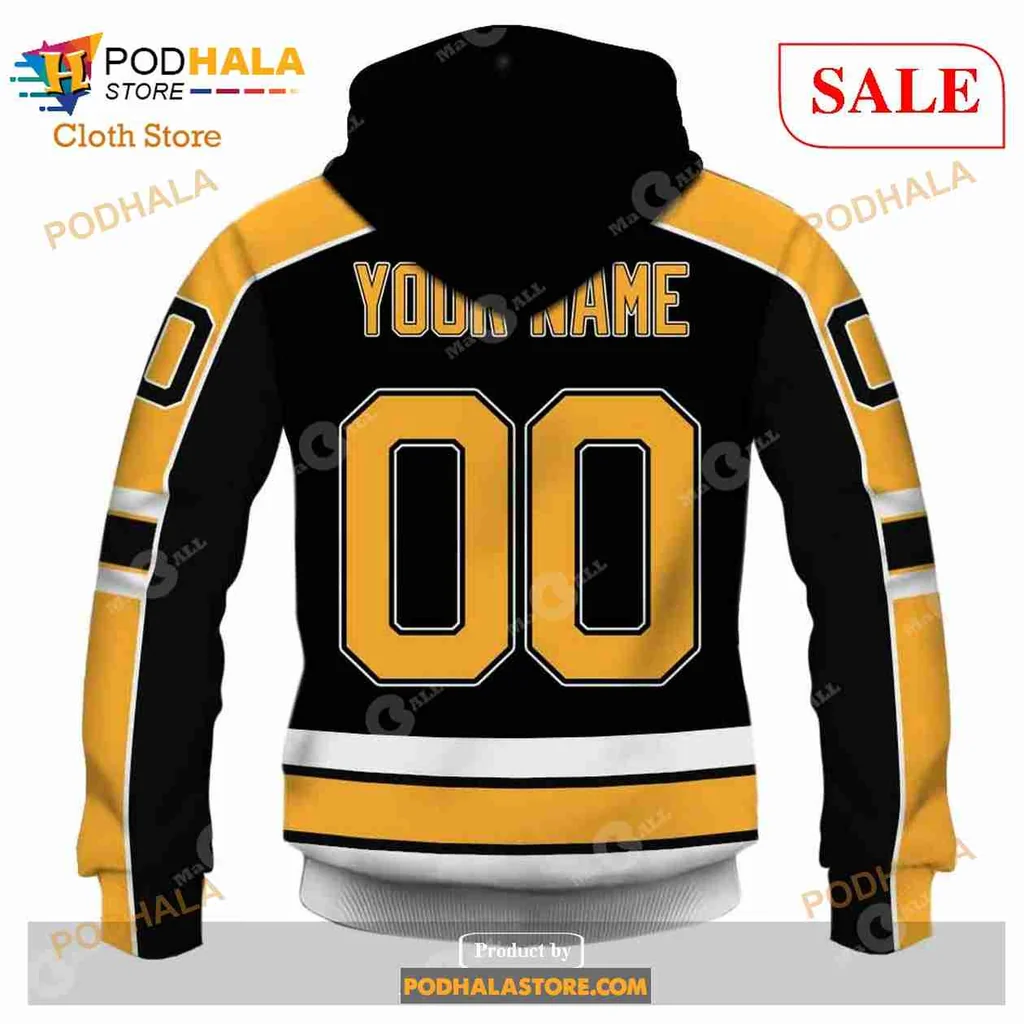 Boston Bruins Vintage Hoodie With Circular Logo And Yellow Accents - Product View 5 Boston Bruins Vintage Hoodie With Circular Logo And Yellow Accents - Product View 5