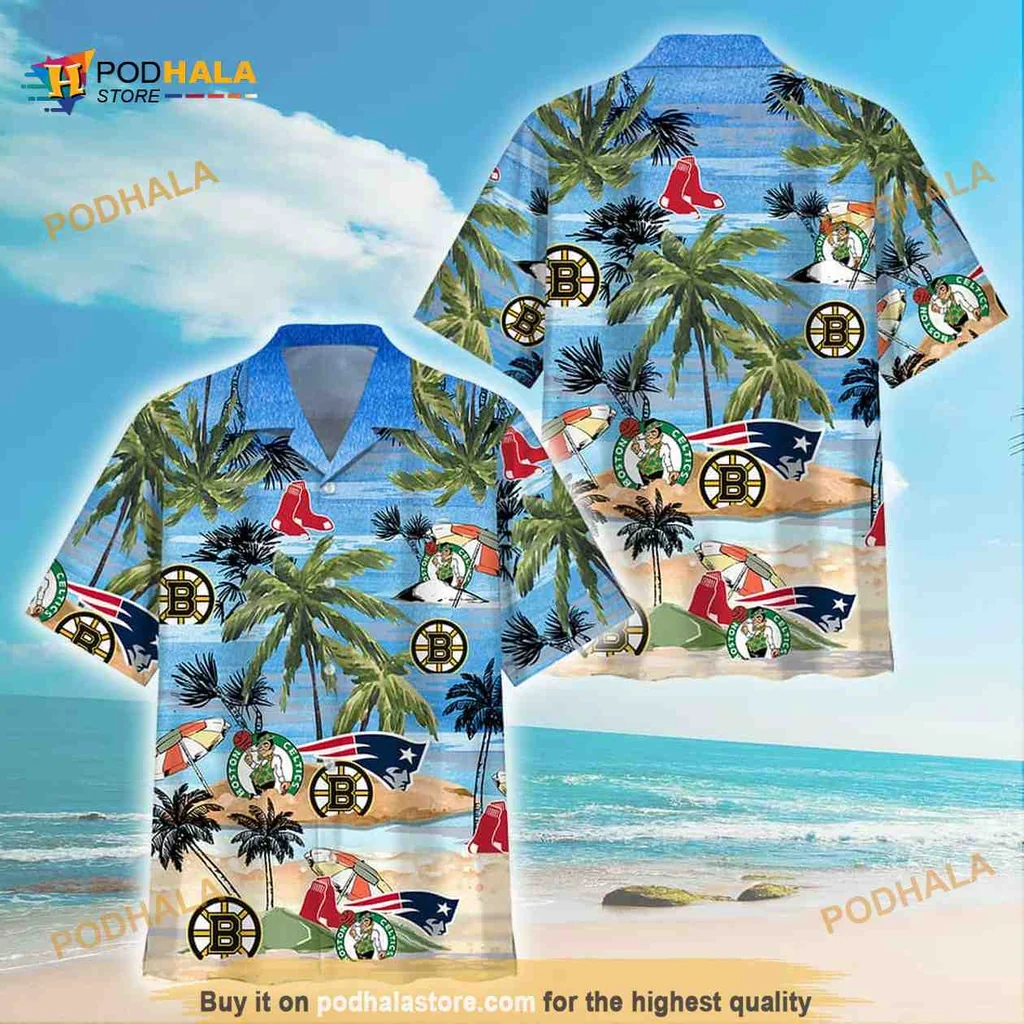 Boston Celtics Boston Red Sox Hawaiian Shirt With Tropical Design