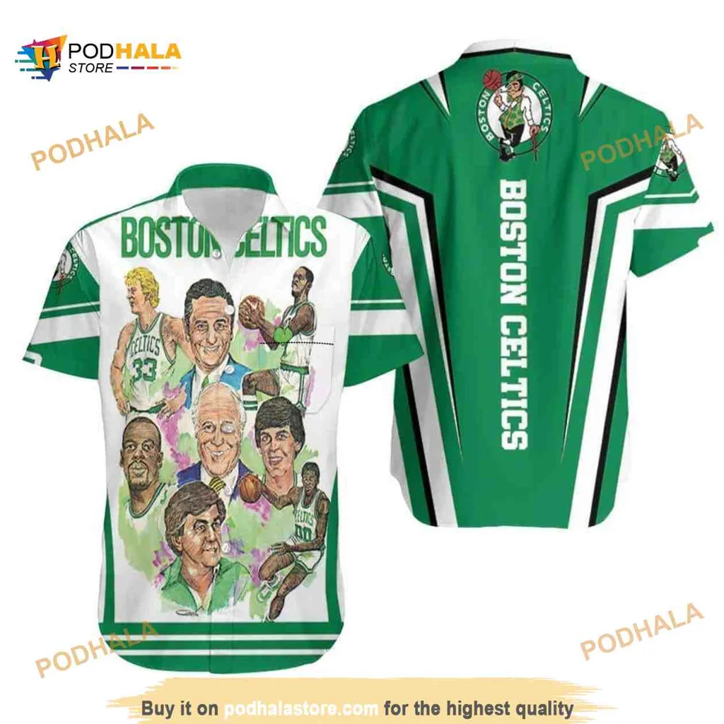 Boston Celtics Funny Hawaiian Shirt Featuring Playful Basketball Design