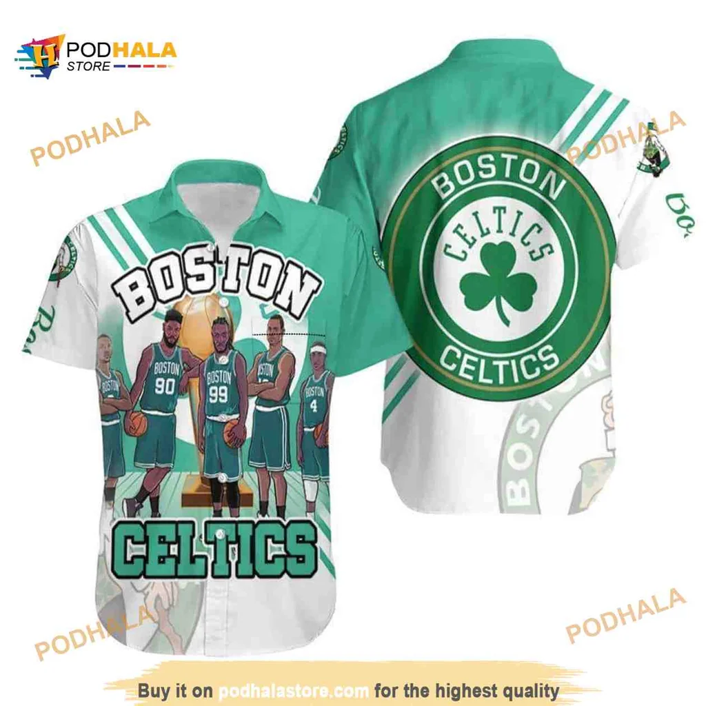 Boston Celtics Funny Hawaiian Shirt With Cartoon Basketball Players