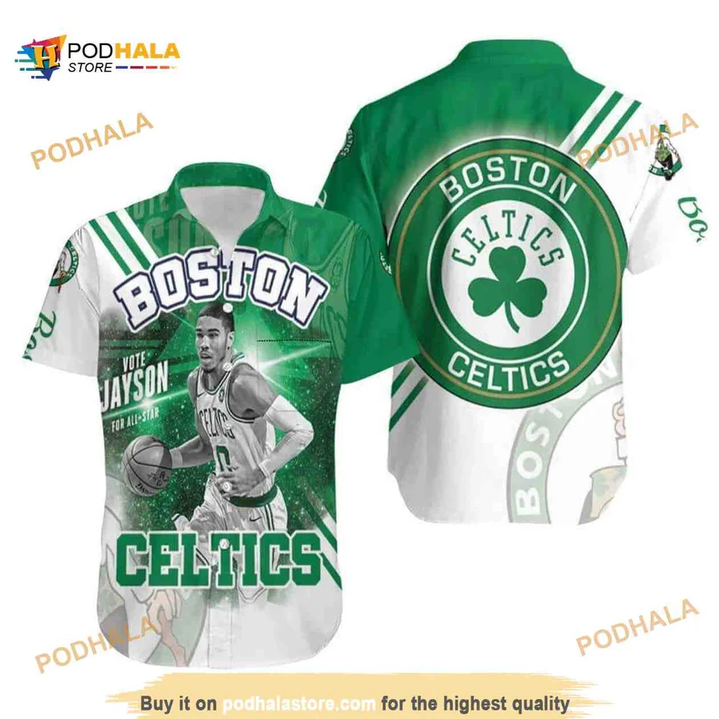 Boston Celtics Hawaiian Shirt Featuring Jayson Tatum Graphic