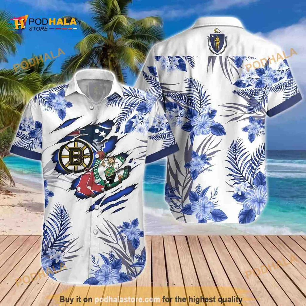 Boston Celtics Tropical Hawaiian Shirt With Hibiscus Flowers