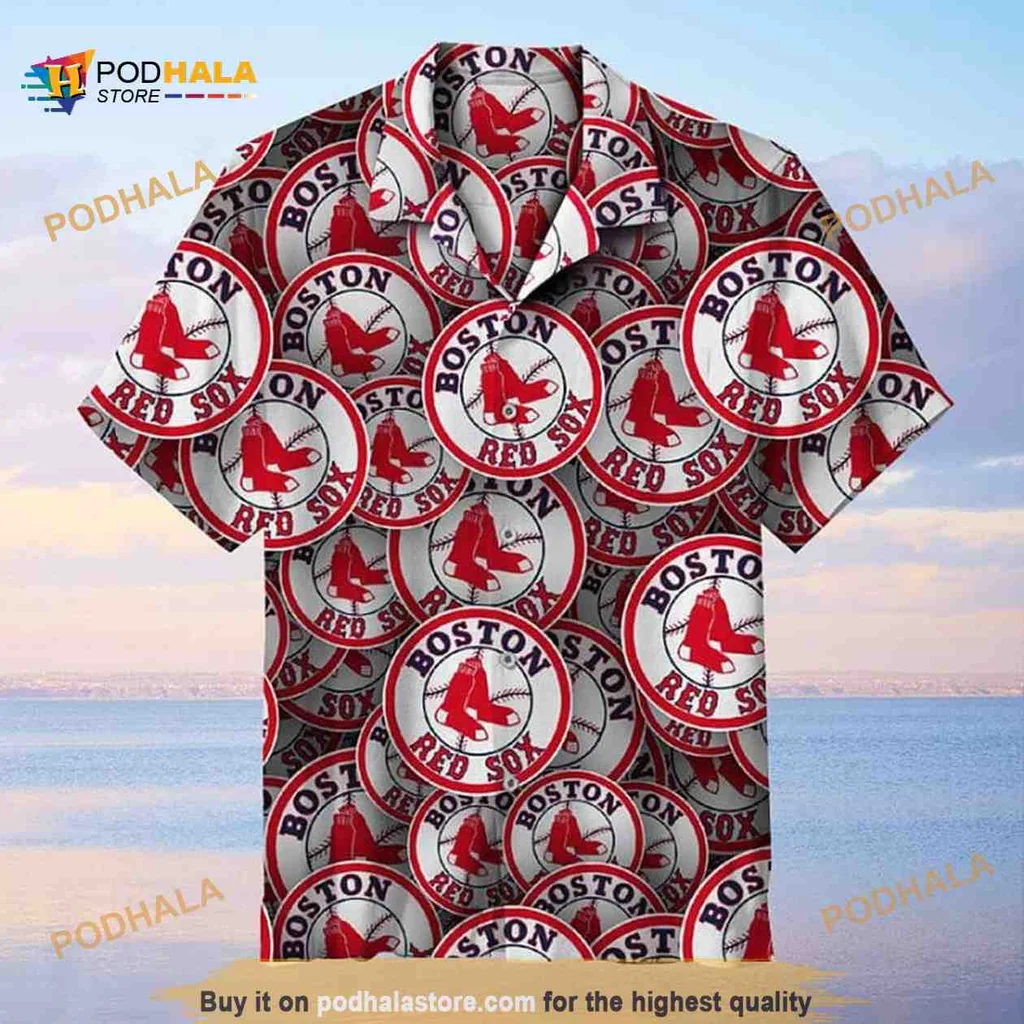 Boston Red Sox Aloha Shirt With Bold Logo Design For Baseball Fans