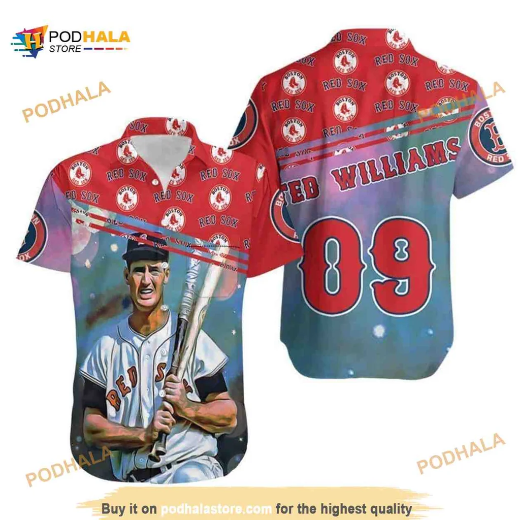 Boston Red Sox Baseball Hawaiian Shirt With Ted Williams Design