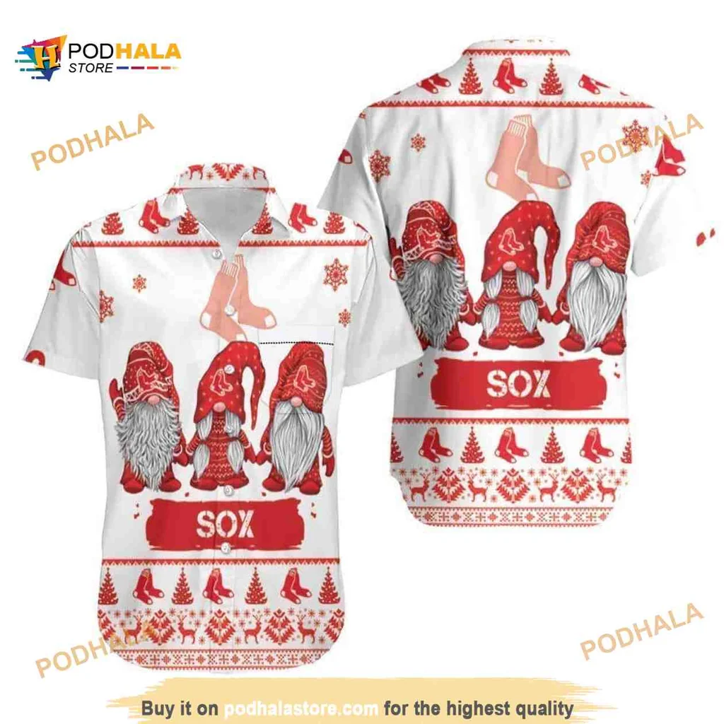 Boston Red Sox Gnome Hawaiian Shirt, Funny Holiday Design For Fans