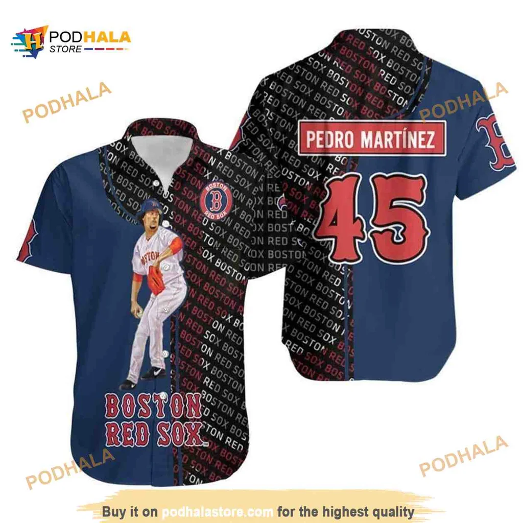 Boston Red Sox Hawaiian Shirt Featuring Pedro Martínez 45 Design