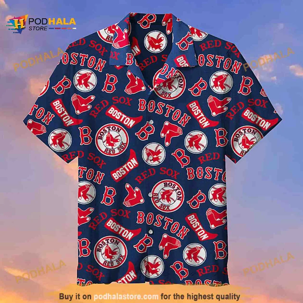 Boston Red Sox Hawaiian Shirt With Bold Red White And Blue Design