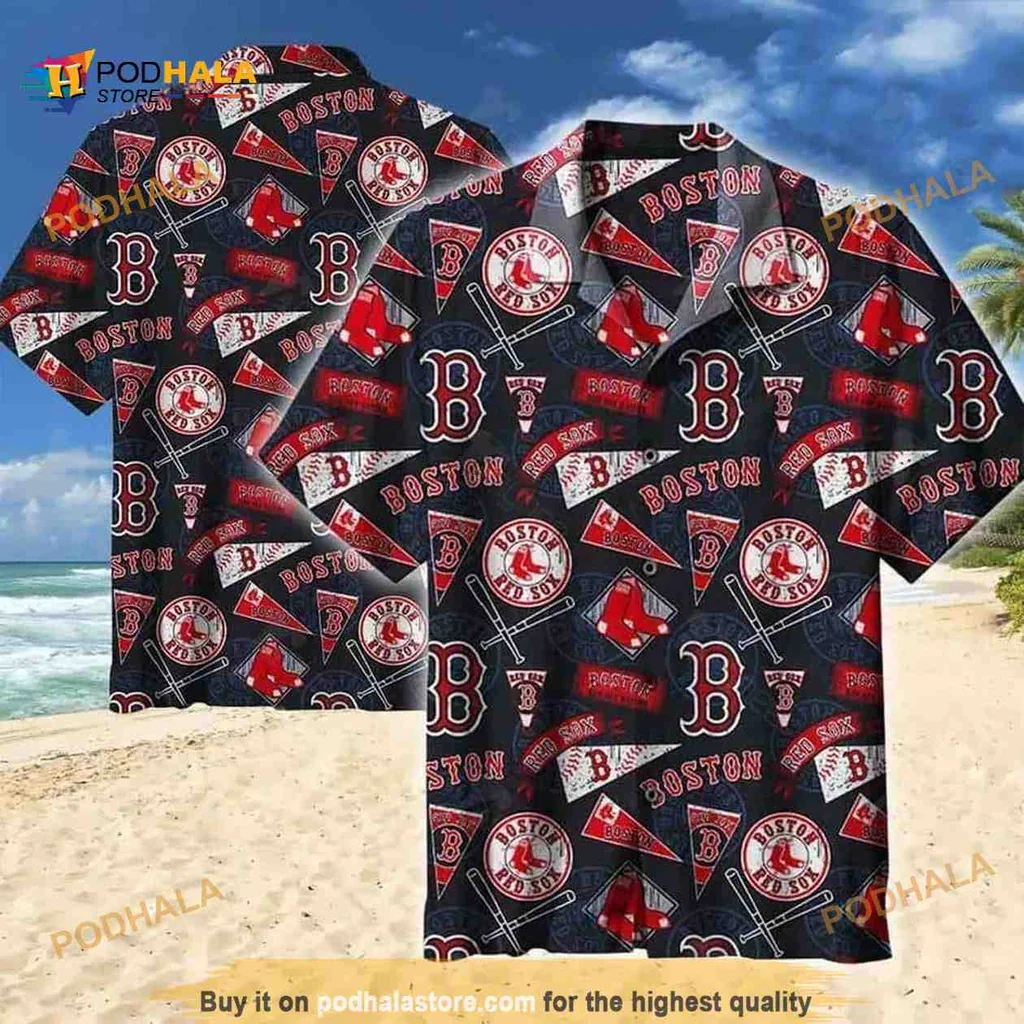Boston Red Sox Hawaiian Shirt With Iconic Team Logo And Baseball Motifs