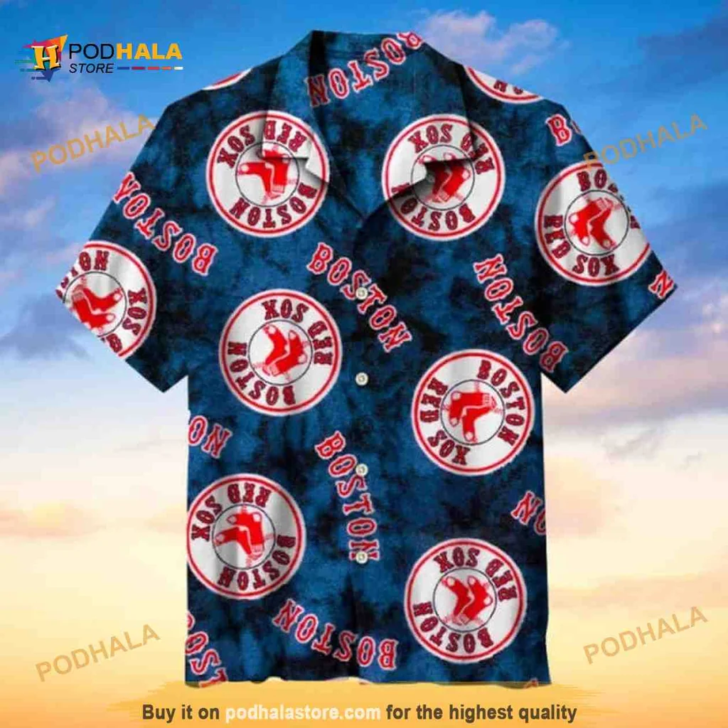Boston Red Sox Hawaiian Shirt With Vibrant Logo Design