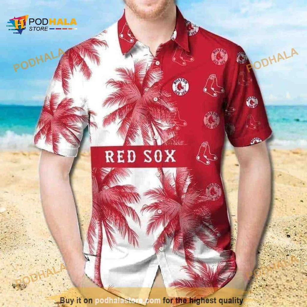 Boston Red Sox Palm Tree Aloha Shirt For Beach Lovers