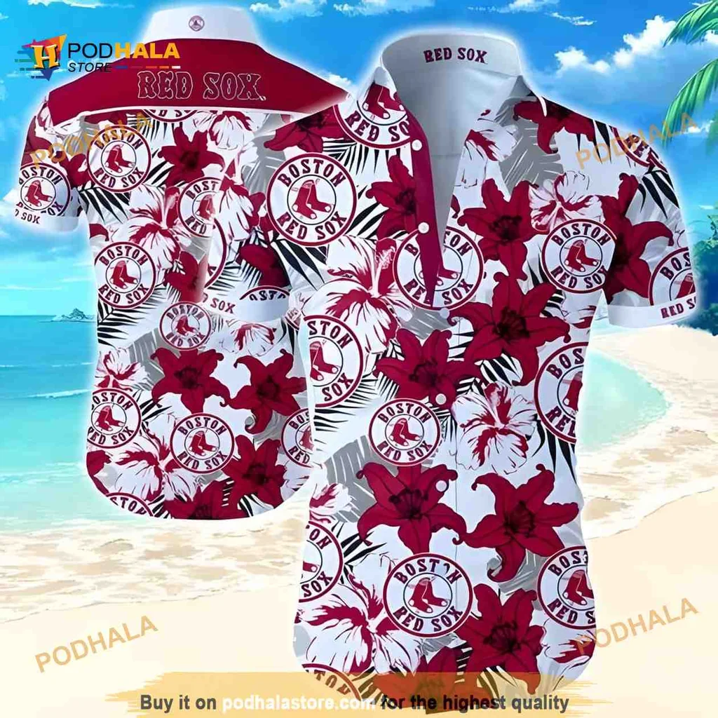 Boston Red Sox Tropical Hibiscus Shirt With Vibrant Floral Design