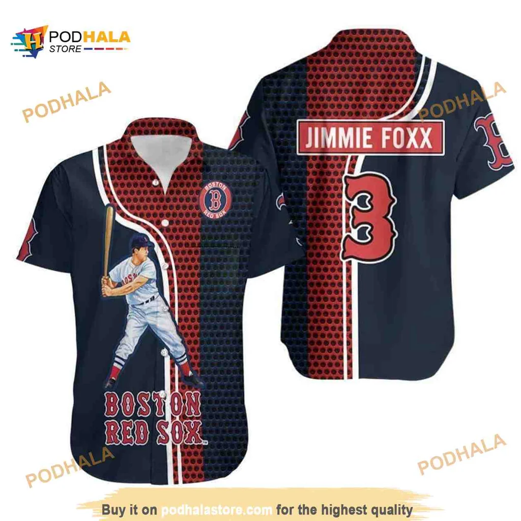 Boston Red Sox Vintage Hawaiian Shirt Featuring Jimmie Foxx Design